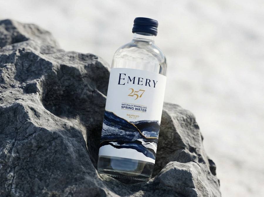 Emery 257 750 mL Glass Reserve, naturally mineralized spring water