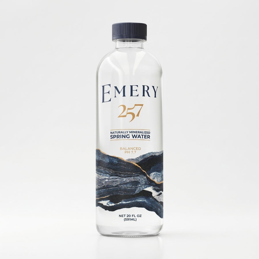 Emery 257 591 mL (20 oz), Case of 24, naturally mineralized spring water